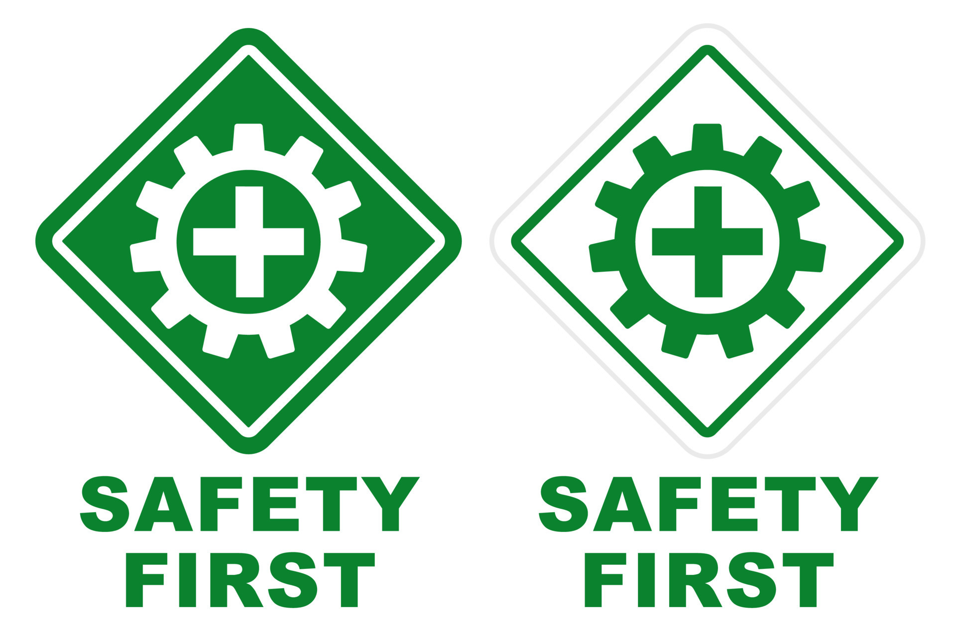 safety first green square logo design printable signage for safely workers labor construction