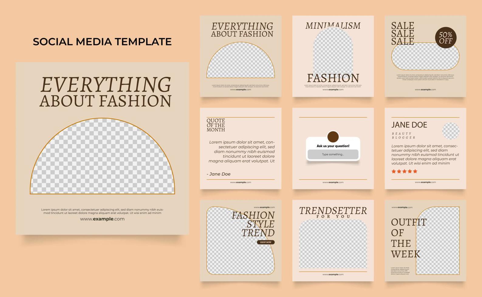 social media template banner fashion sale promotion in brown beige vector