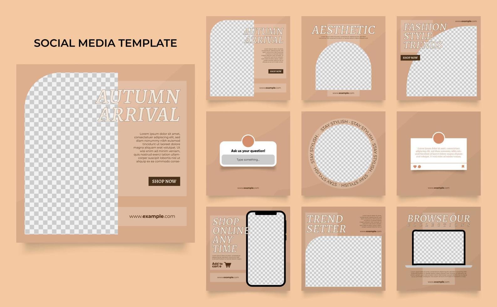 social media template banner fashion sale promotion in brown beige vector