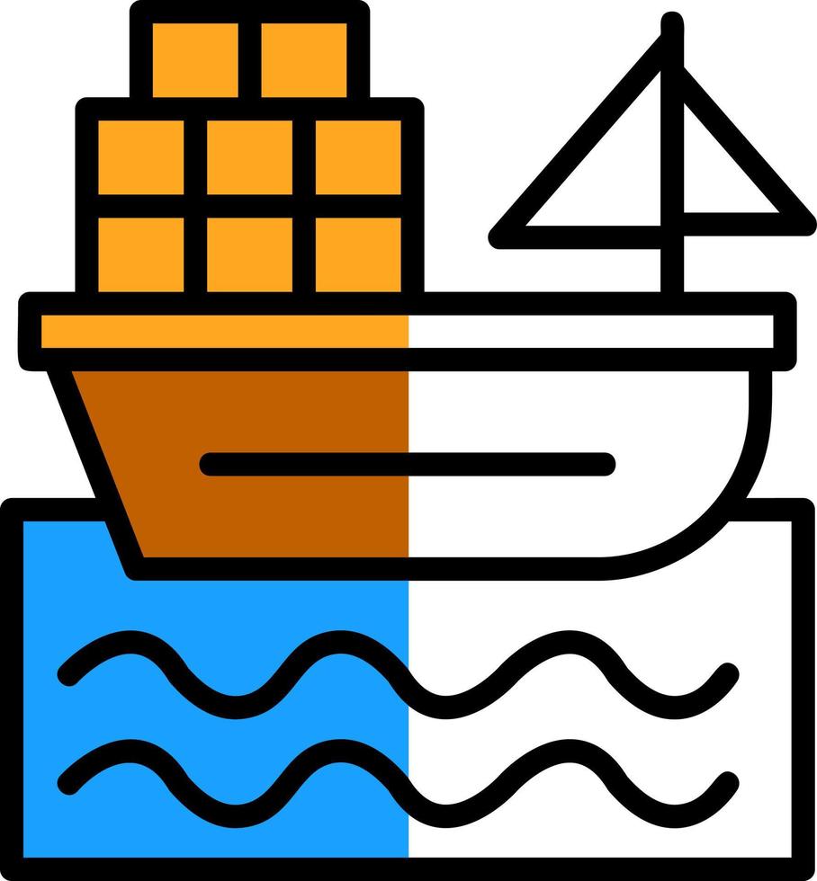 Cargo Boat Vector Icon Design