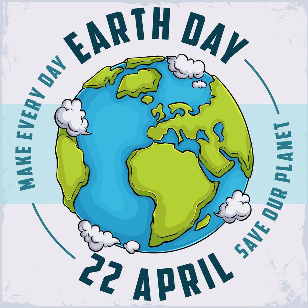 Hand drawn Earth planet for happy Mother Earth Day, environmental problems and protection vector