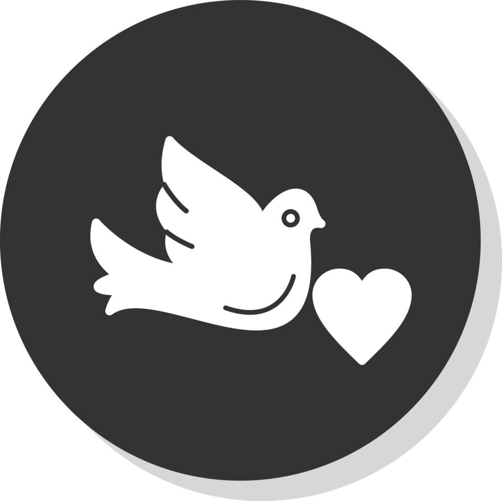 Dove with Heart Vector Icon Design