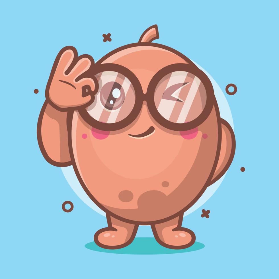funny kiwi fruit character mascot with ok sign hand gesture isolated cartoon in flat style design vector