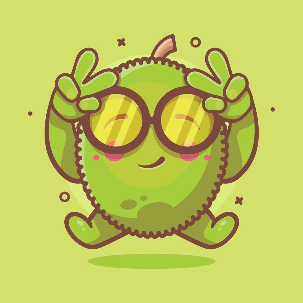 cute jackfruit character mascot with peace sign hand gesture isolated cartoon in flat style design vector