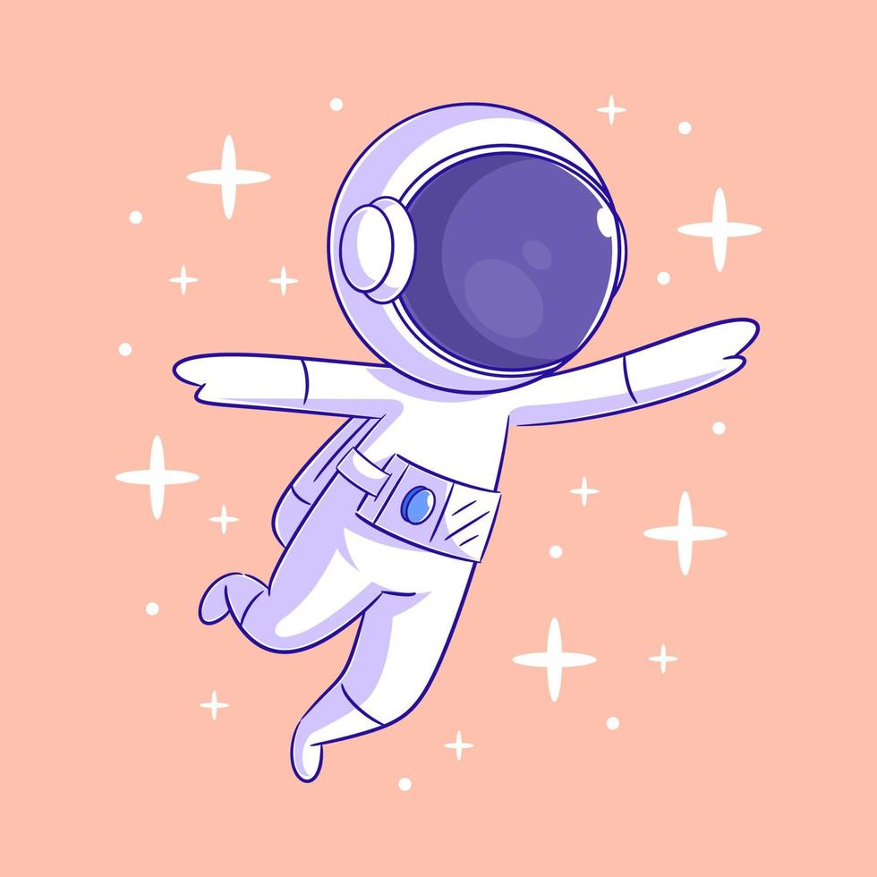 Astronauts feel happy floating in space vector