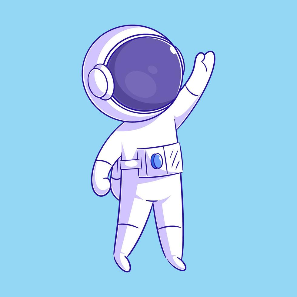 Astronaut waving his left hand vector