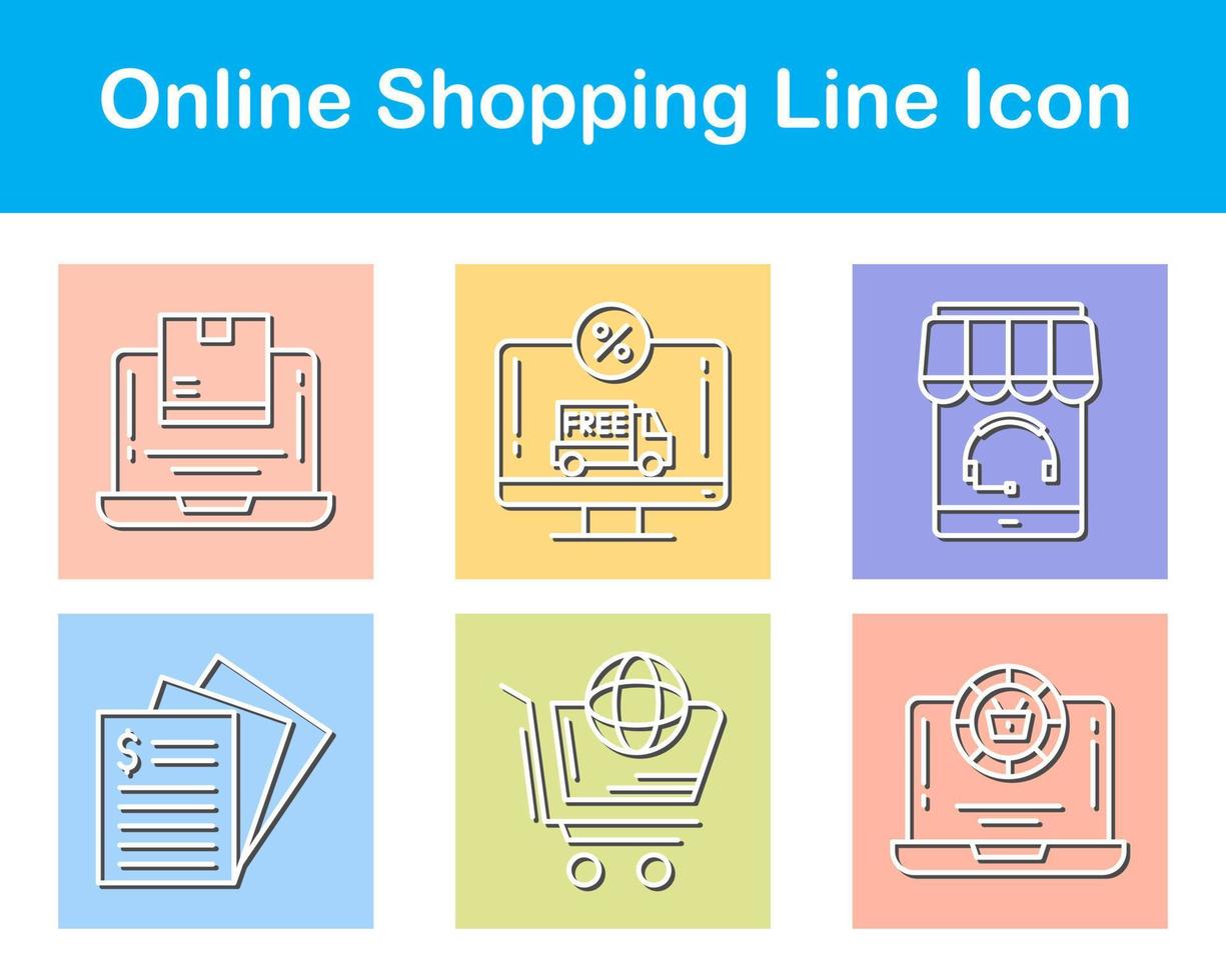 conjunto de iconos de vector de compras en línea