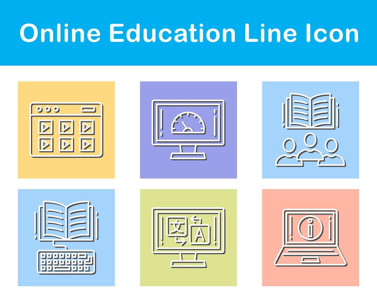 conjunto de iconos de vector de educación en línea