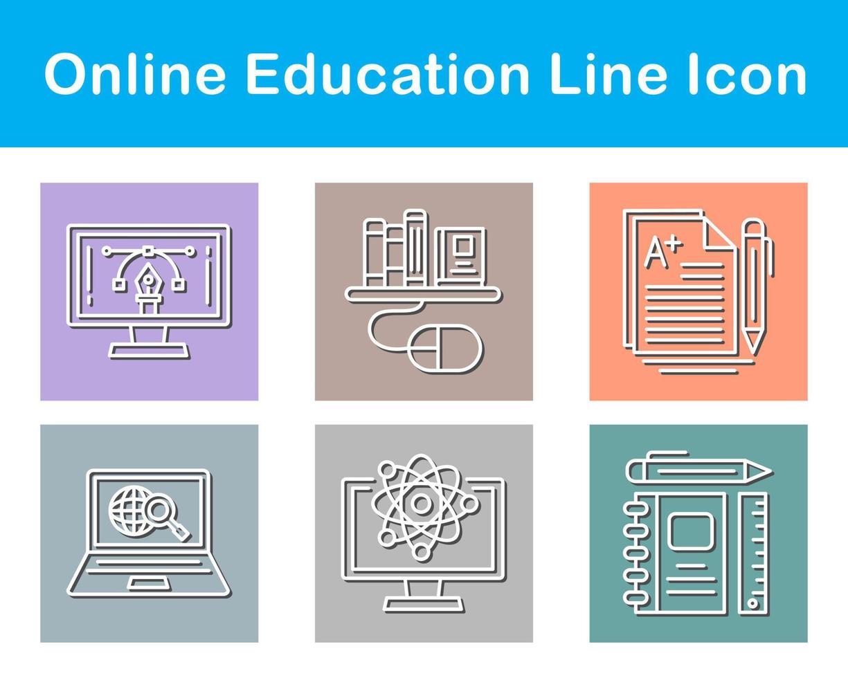 conjunto de iconos de vector de educación en línea