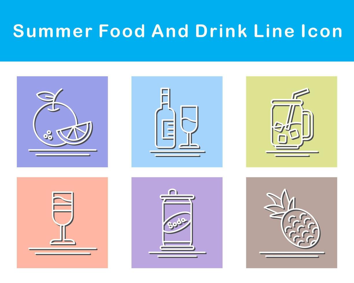 Summer Food And Drink Vector Icon Set