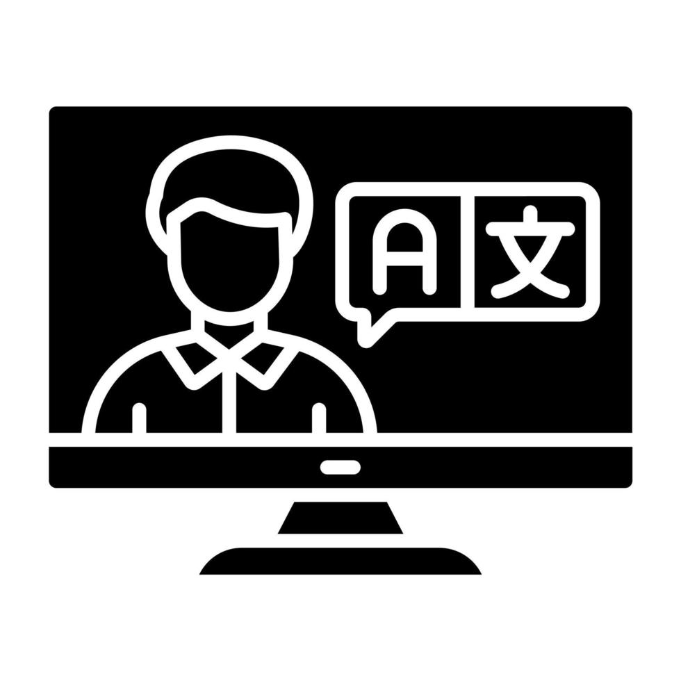 Online Language Teacher Icon Style vector