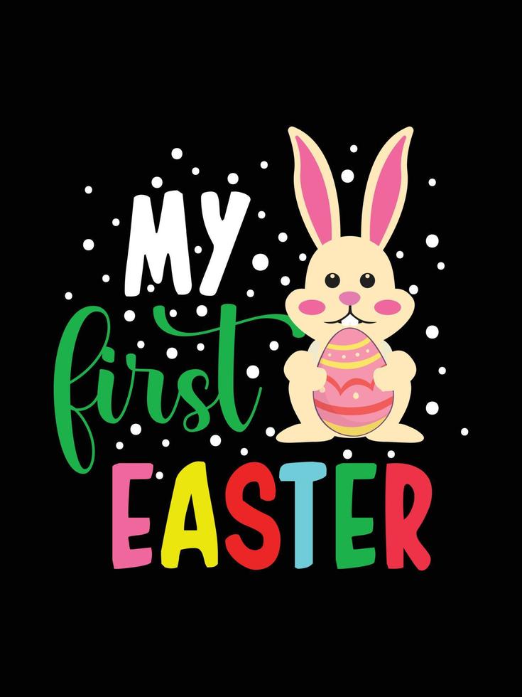 Easter day typography egg lettering t-shirt design holiday greeting cute bunny vector art