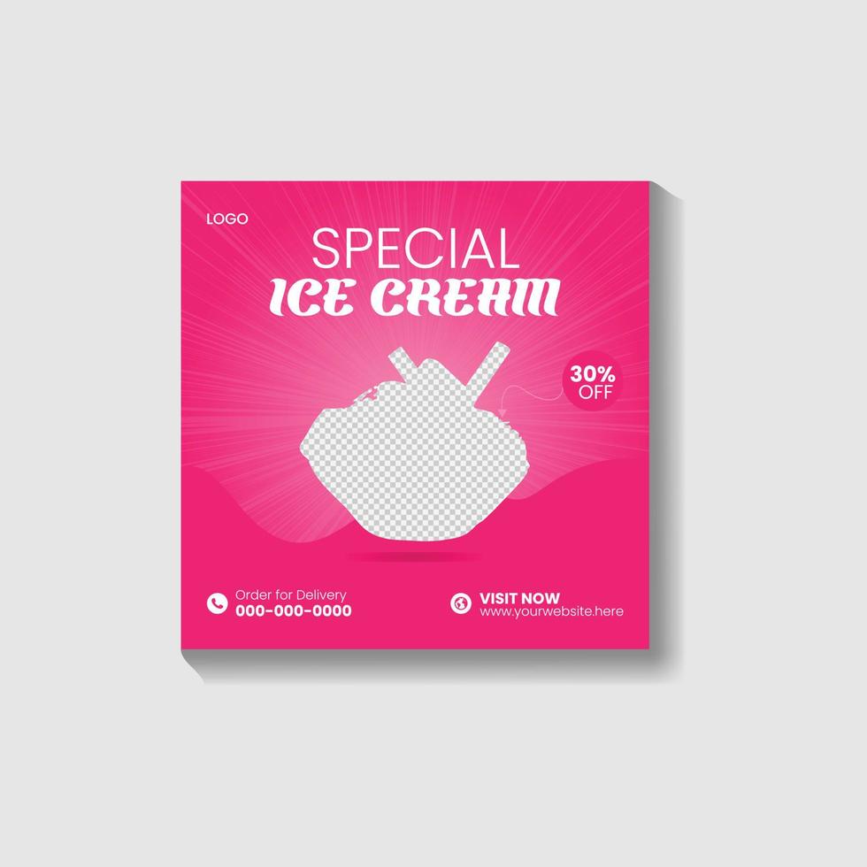 Special ice cream social media banner post design template vector