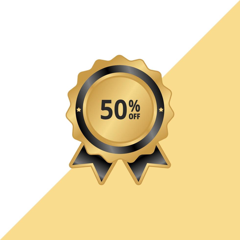 Sale of special offers. Discount with the price is 50 percent. An ad with a gold tag for an advertising campaign at retail on the day of purchase. 50 percent off. fifty percent off. vector