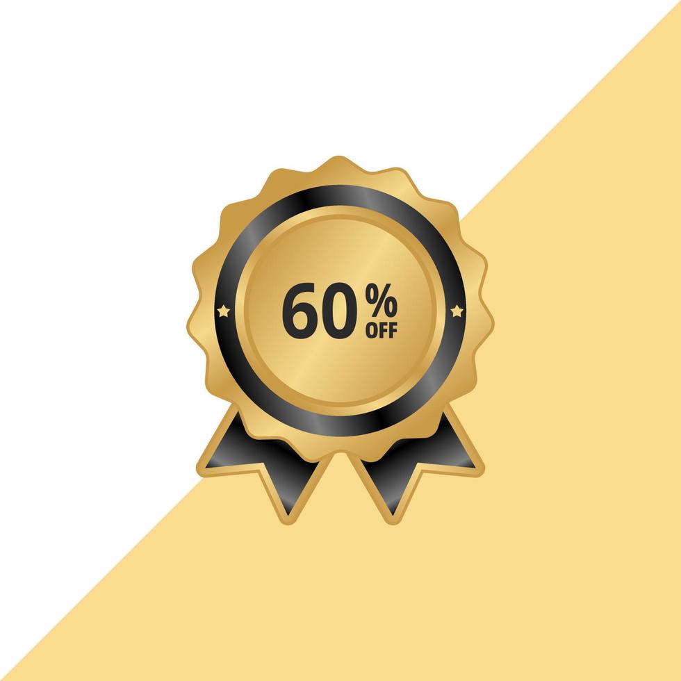 Get Extra 60 percent off Sale. Round sticker with offer message. Discount offer price sign. Special offer symbol. Save 60 percentages. Circle sticker. Extra discount badge shape. 60 percent off badge. vector