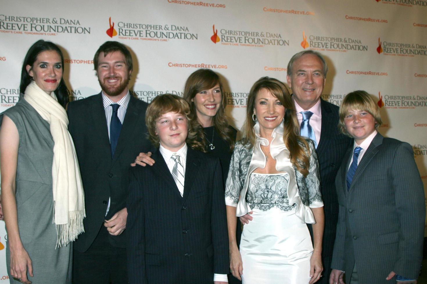 Jenni Flynn, Sean Flynn, Kris Keach, Katie Flynn, Jane Seymour, James Keach, and Johnny Keach arriving at the 4th Annual Los Angeles Gala for the Christopher and Dana Reeve Foundation, at the Beverly Hilton Hotel, in Beverly Hills, CA December 2, 2008 photo