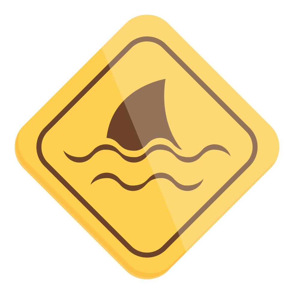 Shark label icon cartoon vector. Danger sign vector