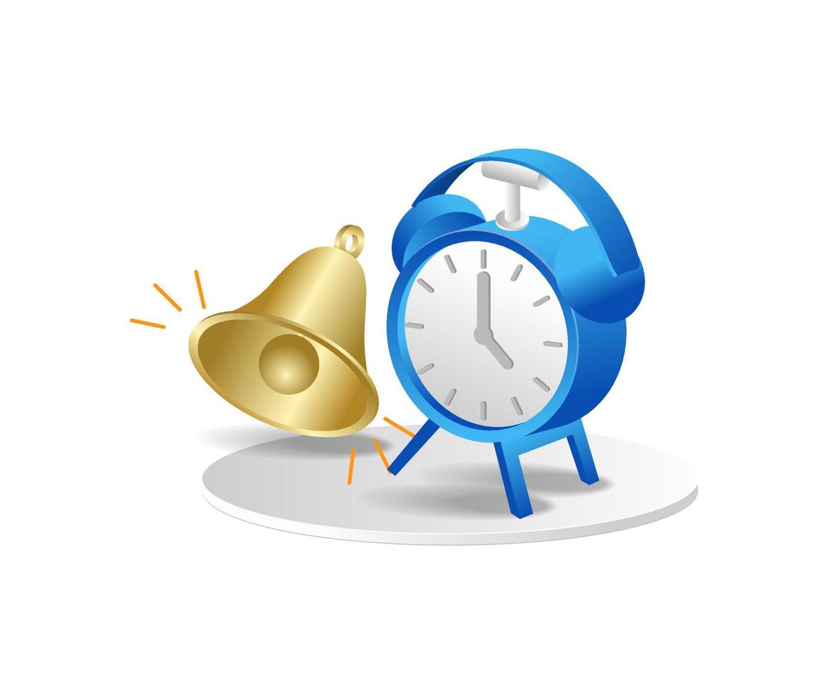 Isometric flat 3d illustration concept of time alarm schedule reminder vector