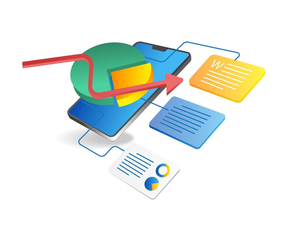 Flat isometric concept illustration. advanced technology of cnc drilling machine industryIsometric 3d flat illustration concept Network investment business data analysis vector