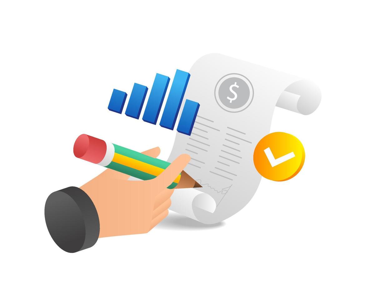 Isometric flat 3d illustration concept of business profit sharing agreement sign vector
