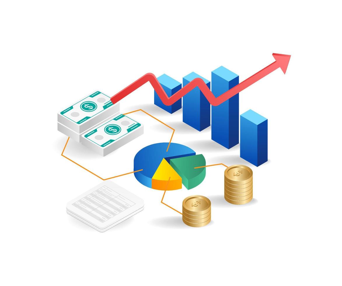 Flat isometric concept illustration. advanced technology of cnc drilling machine industry vector