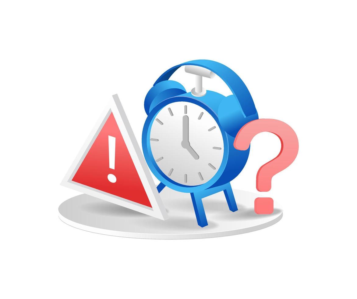 Alarm clock warning isometric flat 3d illustration concept vector