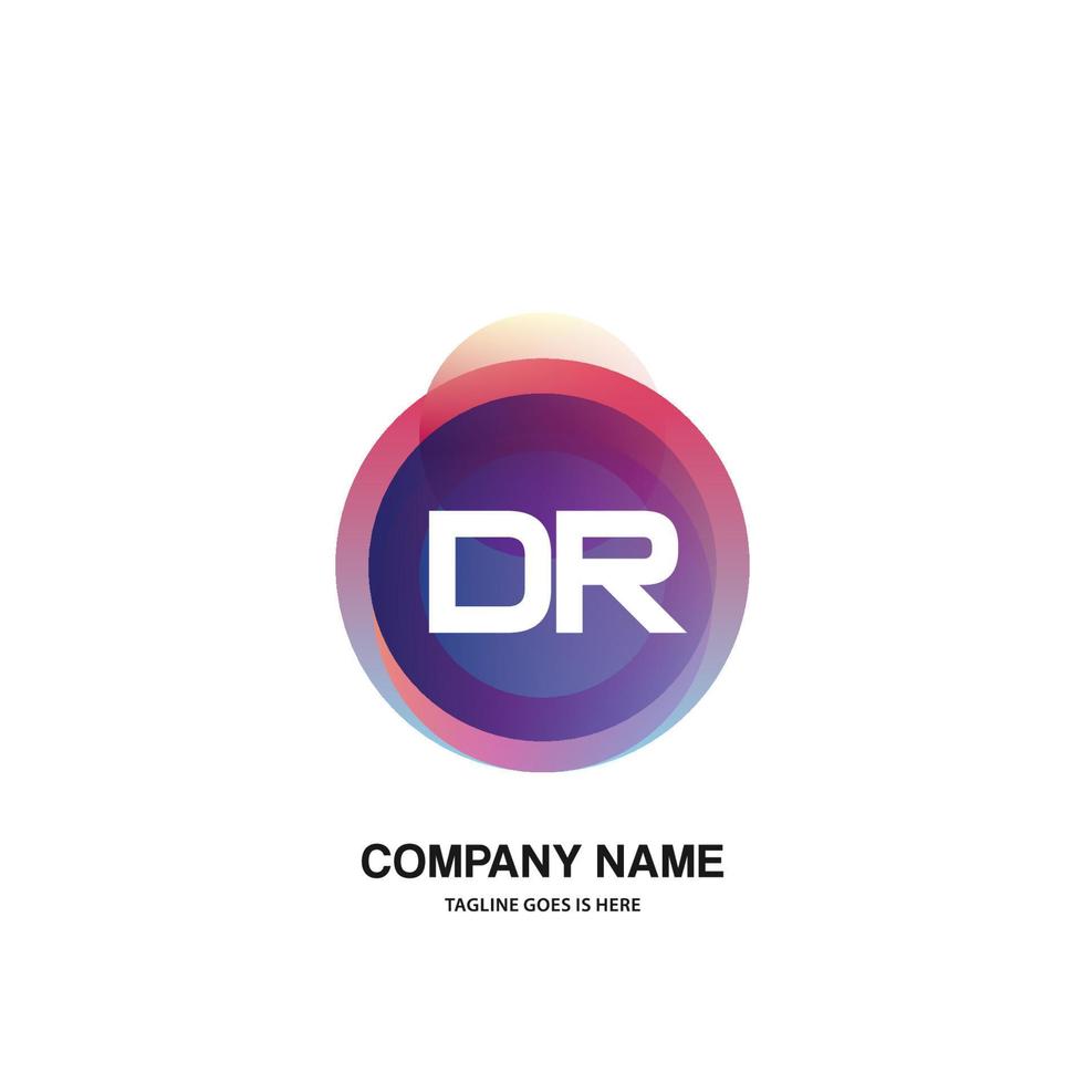 DR initial logo With Colorful Circle template vector