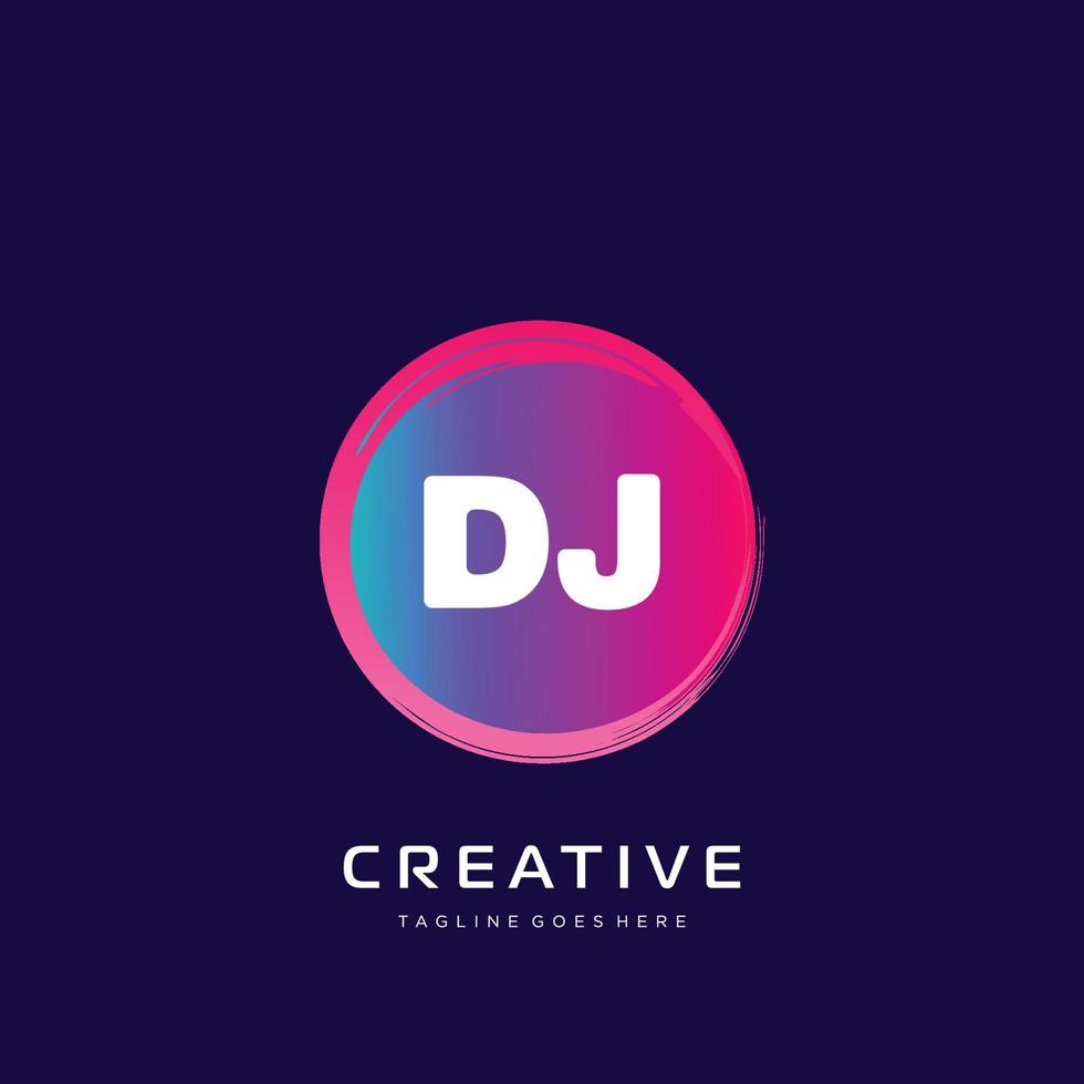 DJ  initial logo With Colorful template vector. vector