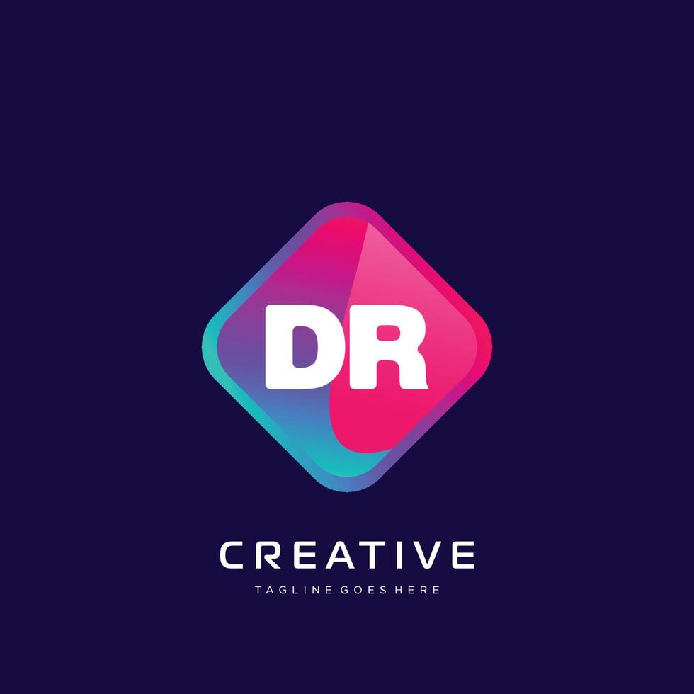 DR  initial logo With Colorful template vector. vector