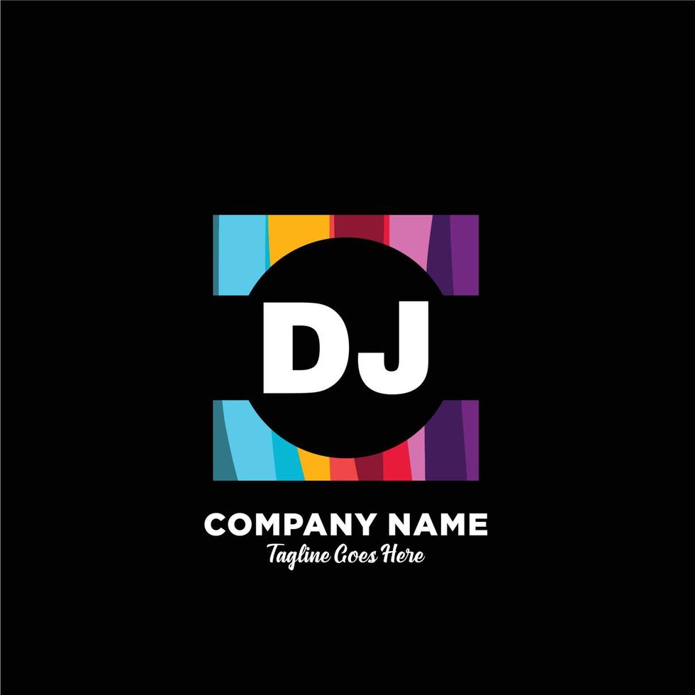 DJ initial logo With Colorful template vector. vector