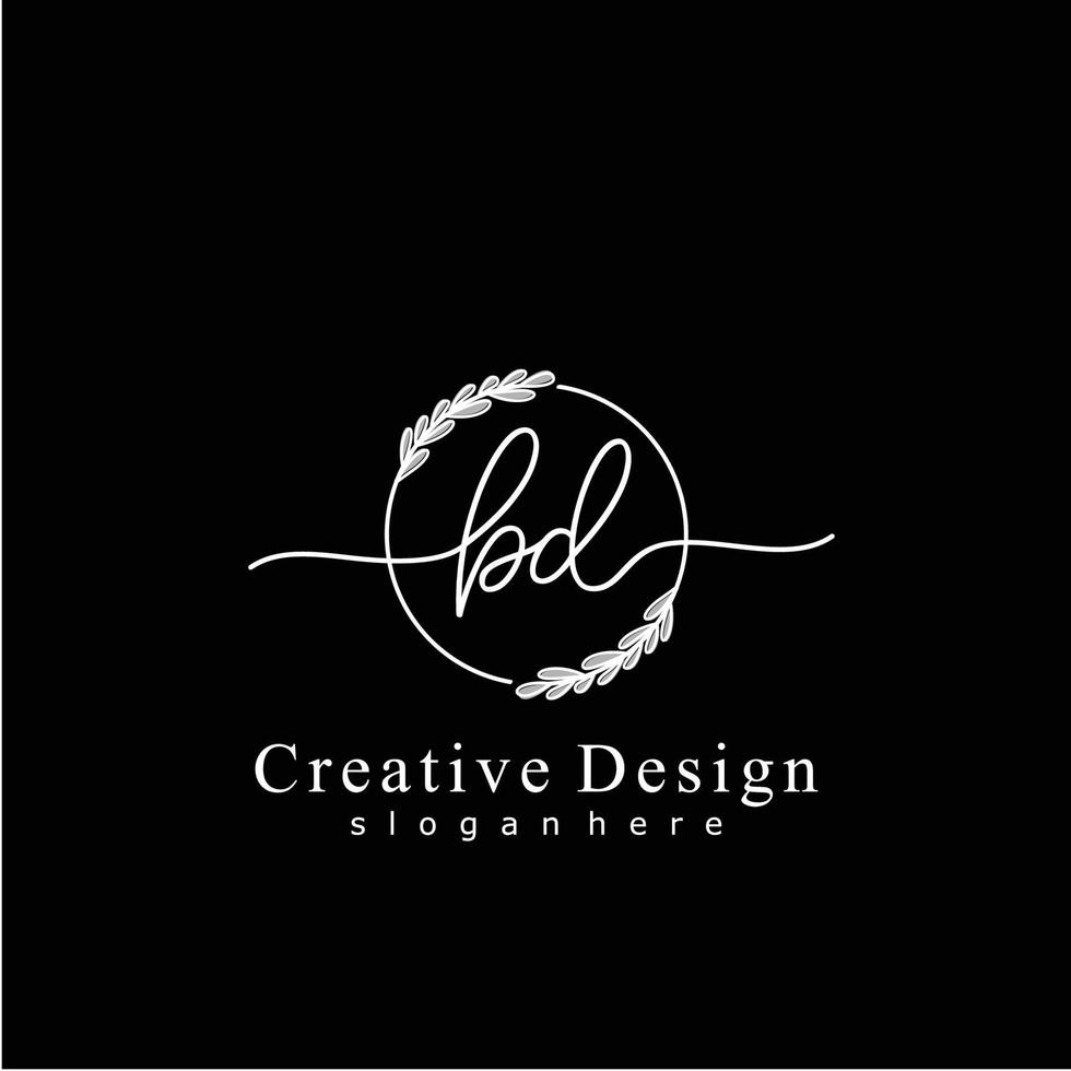 Initial BD beauty monogram and elegant logo design, handwriting logo of initial signature, wedding, fashion, floral and botanical logo concept design. vector