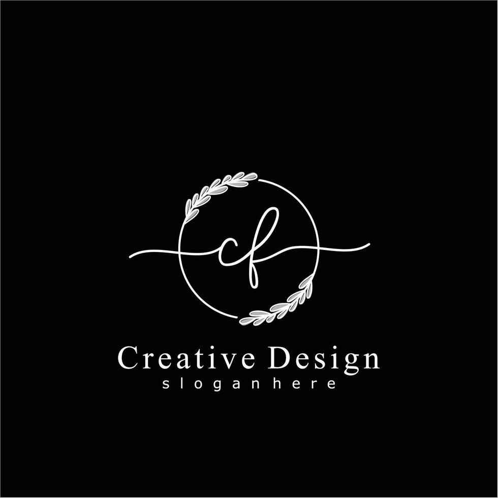 Initial CF beauty monogram and elegant logo design, handwriting logo of initial signature, wedding, fashion, floral and botanical logo concept design. vector