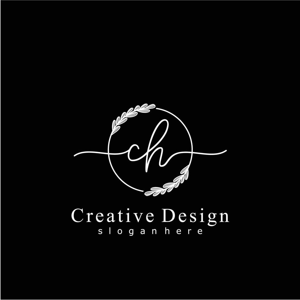 Initial CH beauty monogram and elegant logo design, handwriting logo of initial signature, wedding, fashion, floral and botanical logo concept design. vector