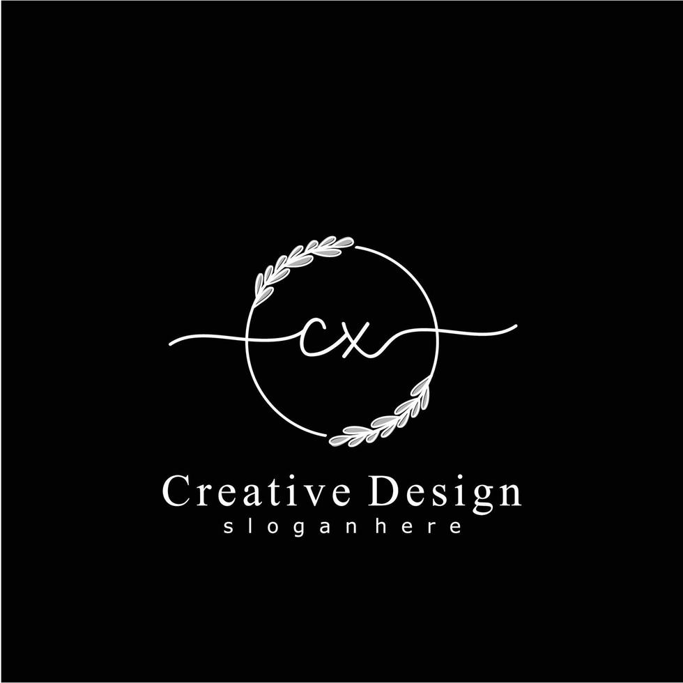 Initial CX beauty monogram and elegant logo design, handwriting logo of initial signature, wedding, fashion, floral and botanical logo concept design. vector