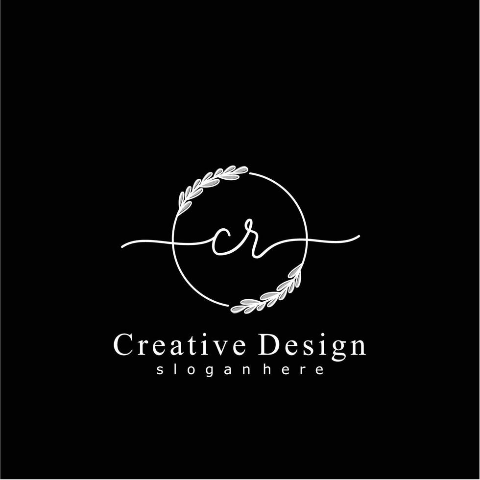 Initial CR beauty monogram and elegant logo design, handwriting logo of initial signature, wedding, fashion, floral and botanical logo concept design. vector