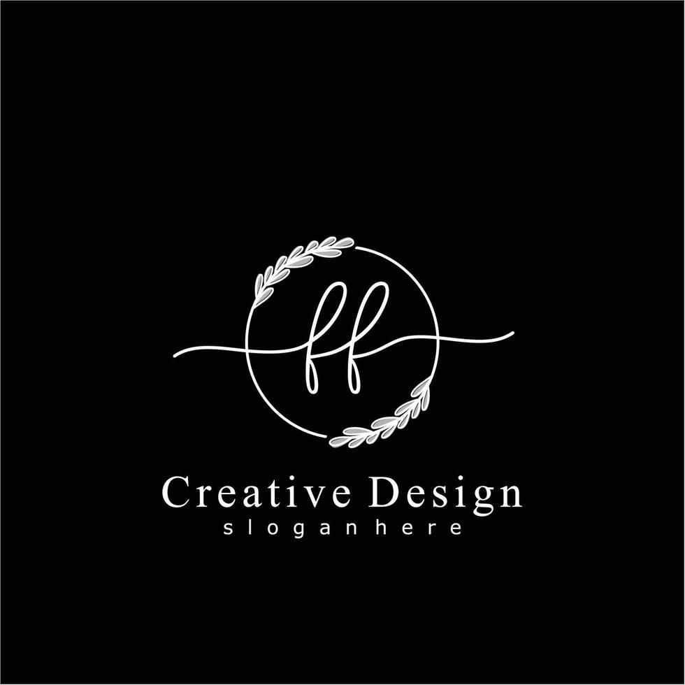 Initial FF beauty monogram and elegant logo design, handwriting logo of initial signature, wedding, fashion, floral and botanical logo concept design vector
