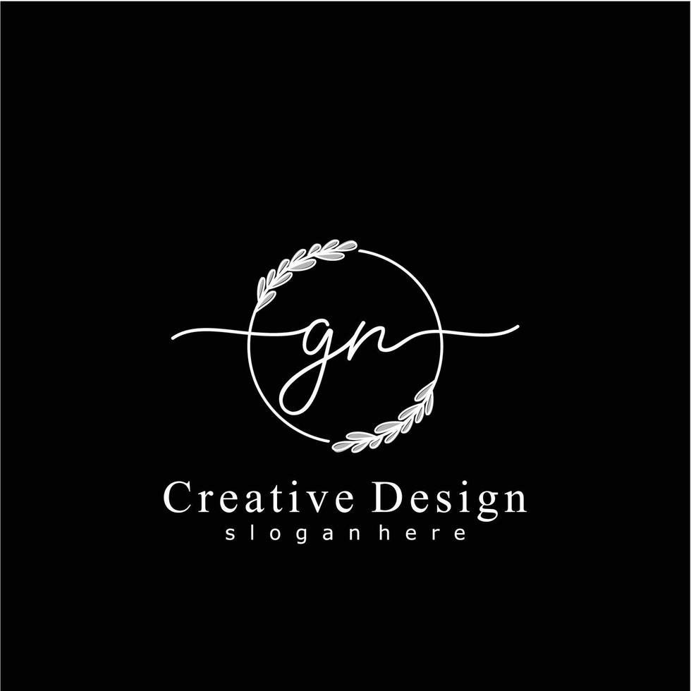 Initial GN beauty monogram and elegant logo design, handwriting logo of initial signature, wedding, fashion, floral and botanical logo concept design vector