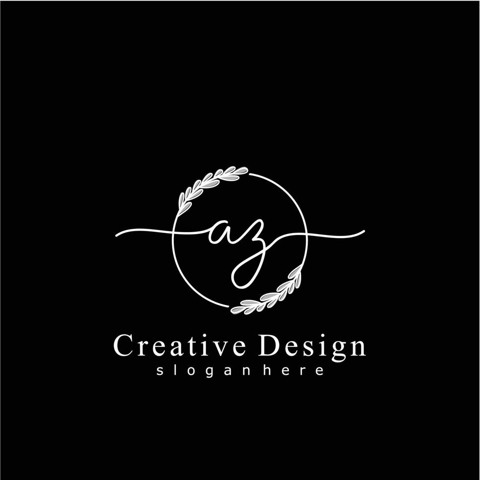 Initial AZ beauty monogram and elegant logo design, handwriting logo of initial signature, wedding, fashion, floral and botanical logo concept design. vector