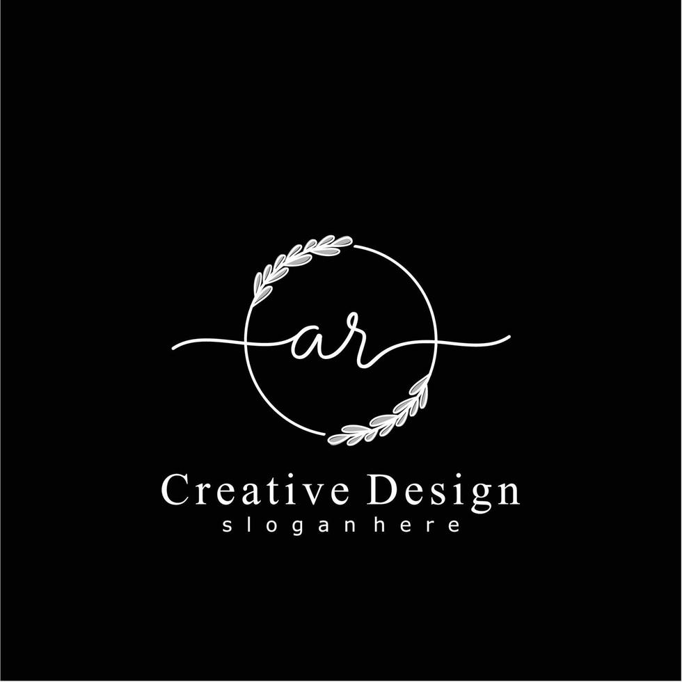 Initial AR beauty monogram and elegant logo design, handwriting logo of initial signature, wedding, fashion, floral and botanical logo concept design. vector