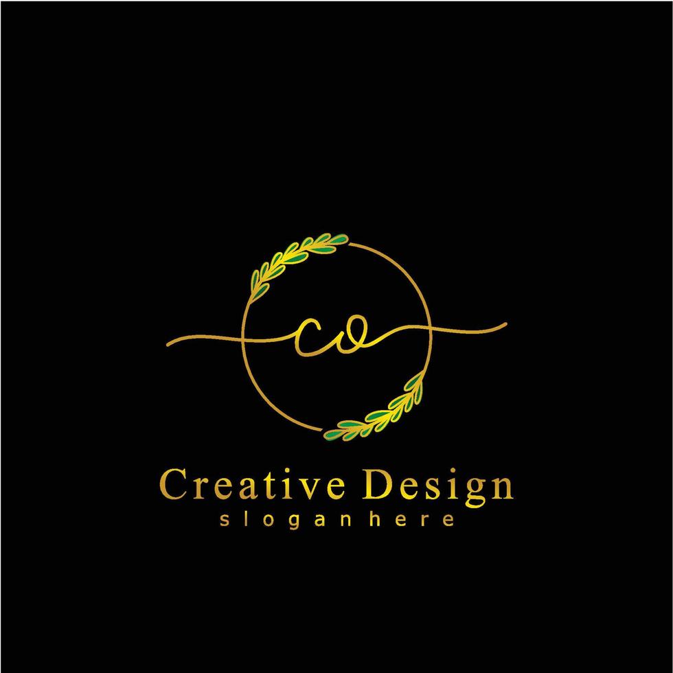 Initial CO beauty monogram and elegant logo design, handwriting logo of initial signature, wedding, fashion, floral and botanical logo concept design. vector