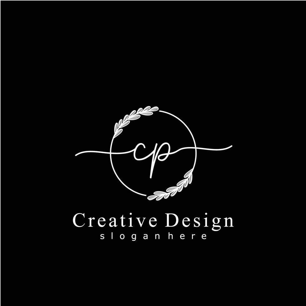 Initial CP beauty monogram and elegant logo design, handwriting logo of initial signature, wedding, fashion, floral and botanical logo concept design. vector