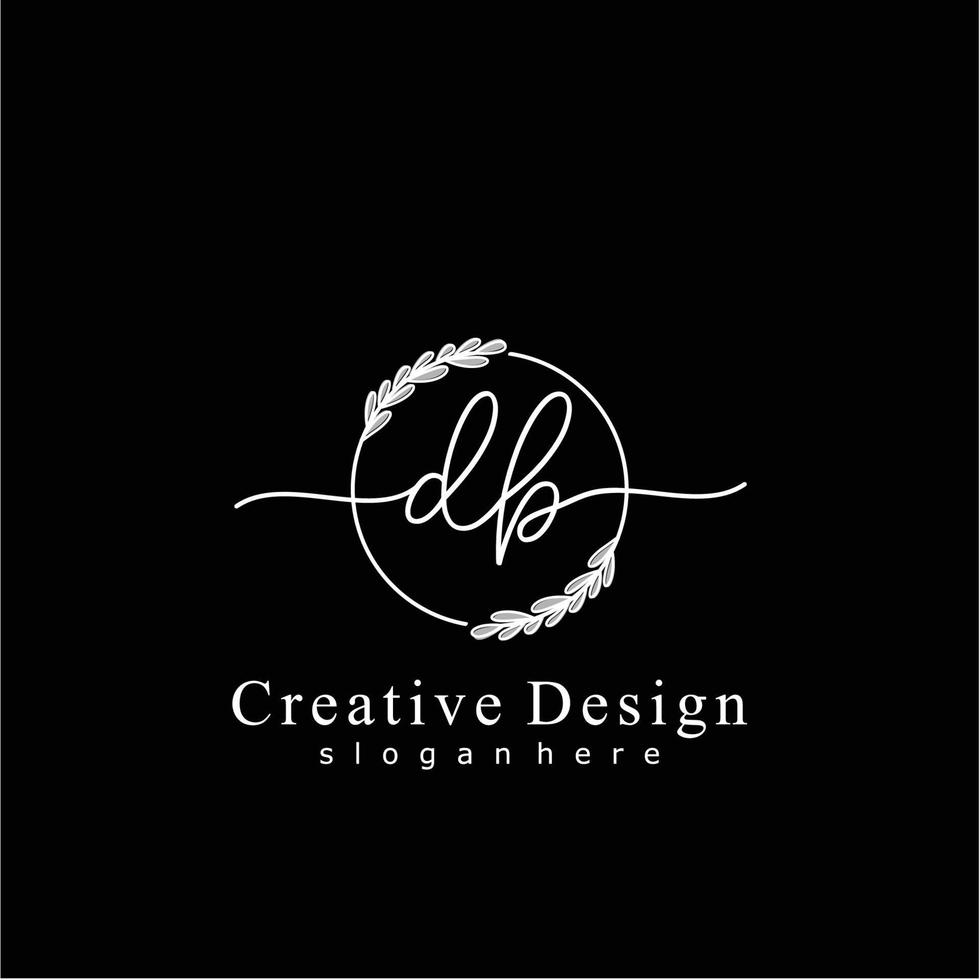 Initial DB beauty monogram and elegant logo design, handwriting logo of initial signature, wedding, fashion, floral and botanical logo concept design. vector