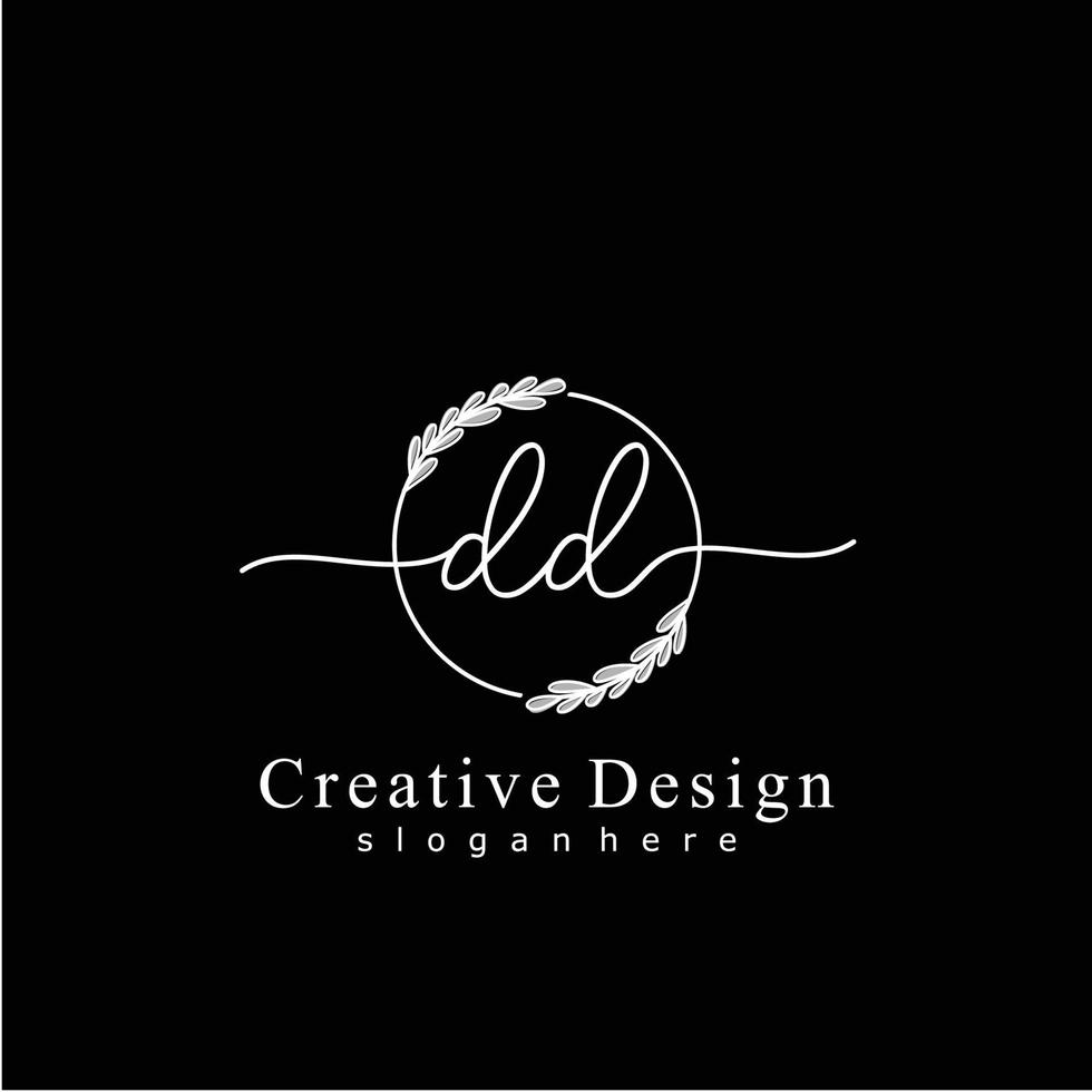 Initial DD beauty monogram and elegant logo design, handwriting logo of initial signature, wedding, fashion, floral and botanical logo concept design. vector