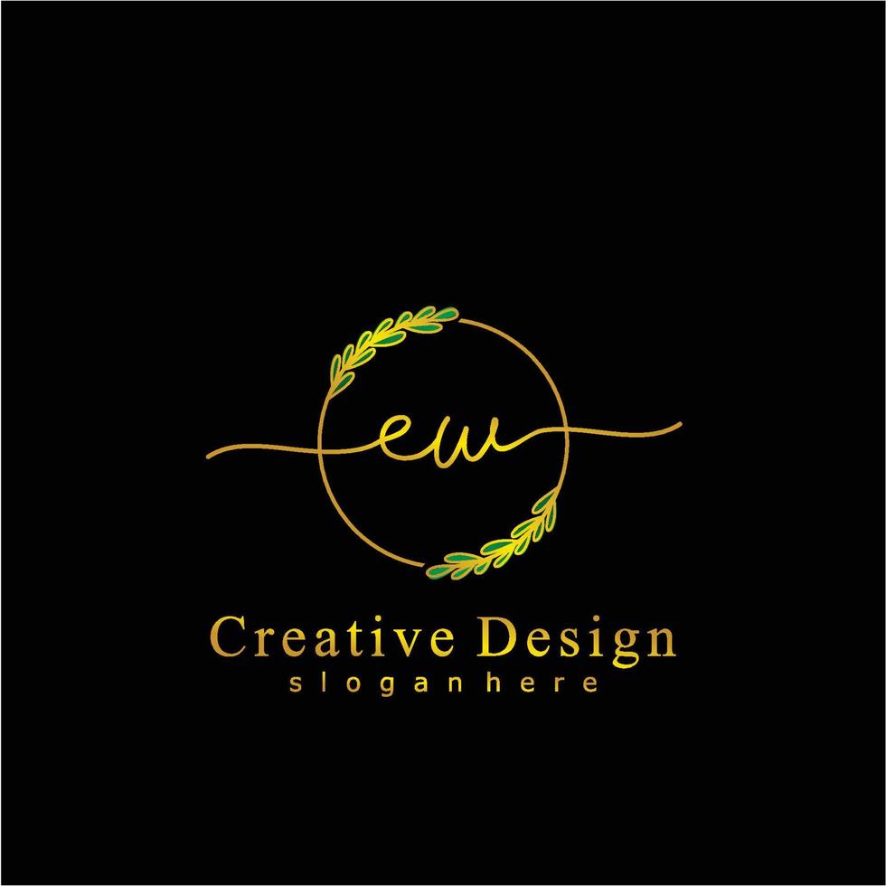 Initial EW beauty monogram and elegant logo design, handwriting logo of initial signature, wedding, fashion, floral and botanical logo concept design vector