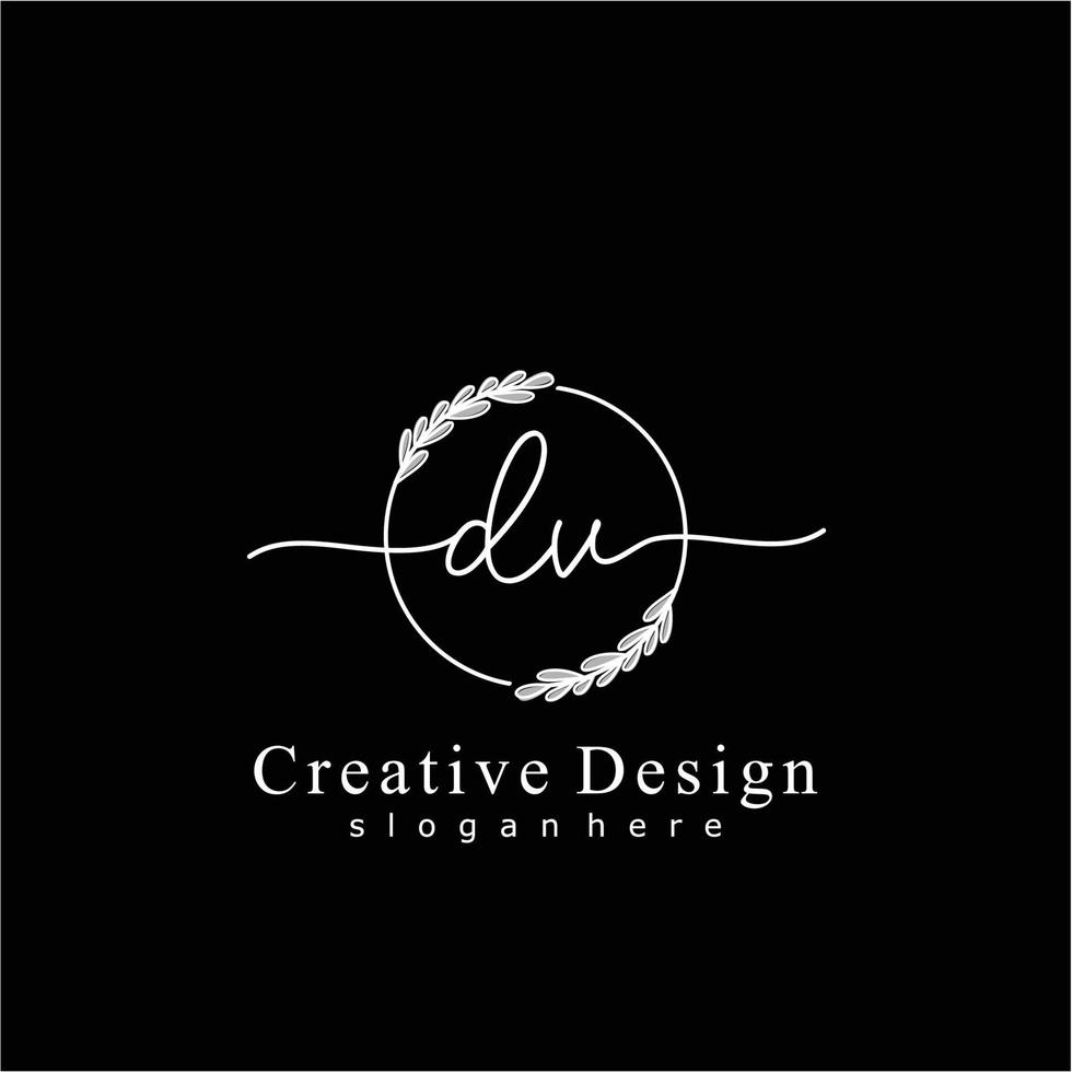 Initial DV beauty monogram and elegant logo design, handwriting logo of initial signature, wedding, fashion, floral and botanical logo concept design. vector