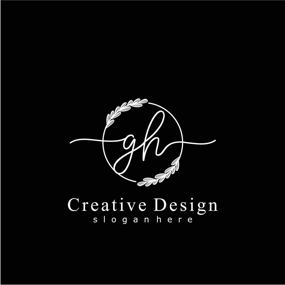 Initial GH beauty monogram and elegant logo design, handwriting logo of initial signature, wedding, fashion, floral and botanical logo concept design vector