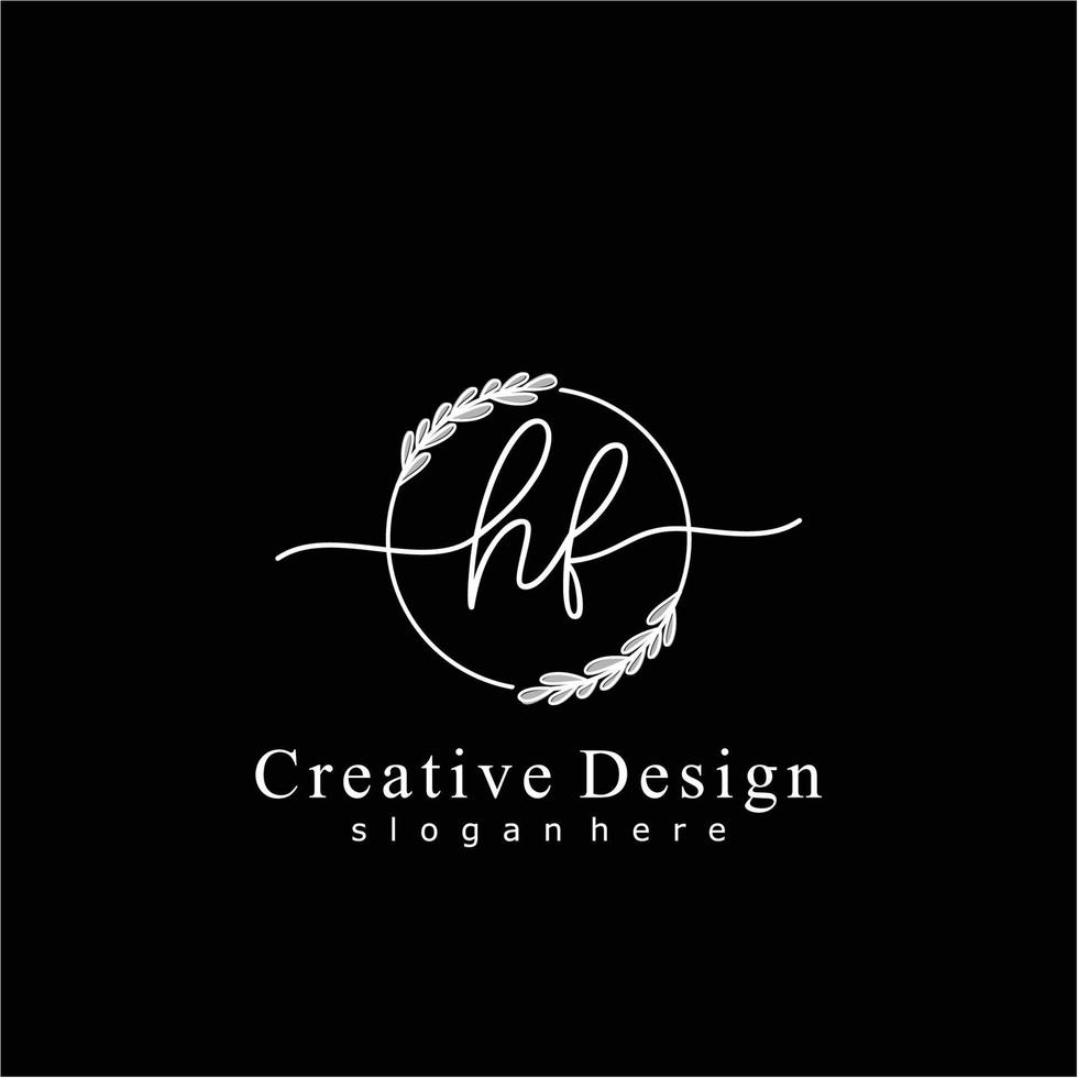 Initial HF beauty monogram and elegant logo design, handwriting logo of initial signature, wedding, fashion, floral and botanical logo concept design vector