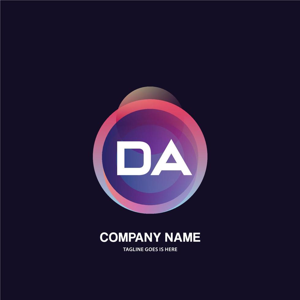 DA initial logo With Colorful Circle template vector