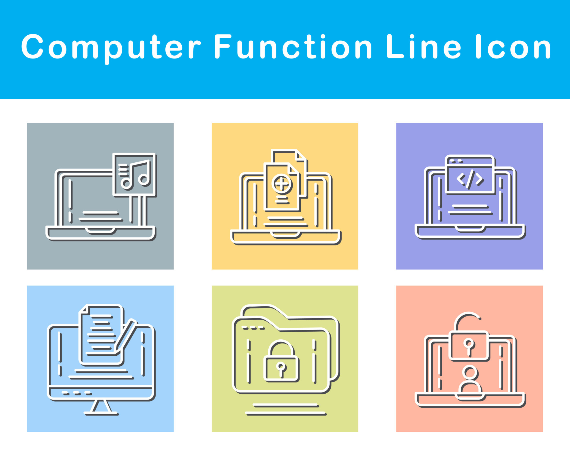 Computer Function Vector Icon Set 21273720 Vector Art at Vecteezy