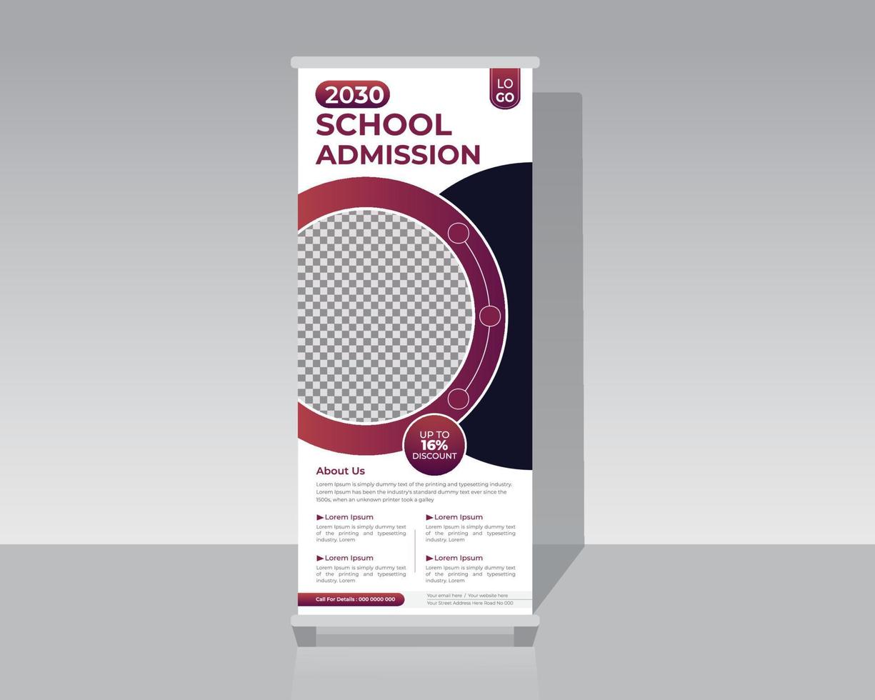 School Admission open roll up banner design template vector